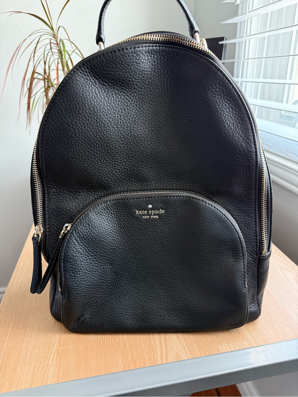 kate spade Black Pebbled Leather Backpack